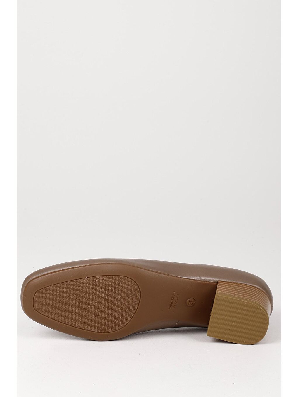 Bej VİZON  Hakiki Deri Küt Burun Kısa Kalın Topuklu Kadın Ayakkabı 13312-6