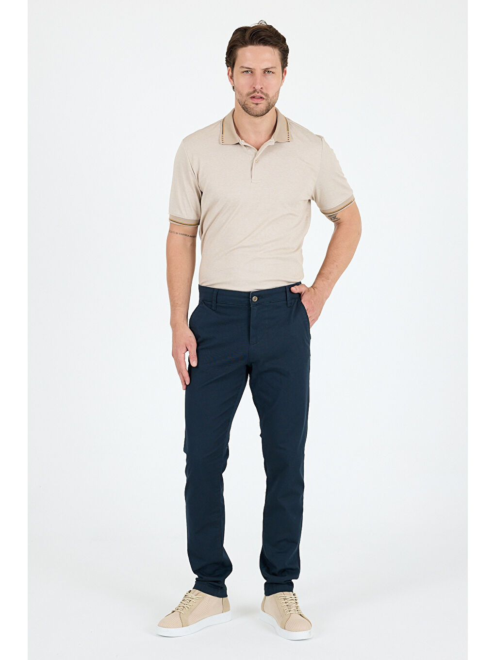 Lacivert Erkek Slim Fit Chino Pantolon – %98 Pamuk %2 Elastan Rahat Günlük Esnek Kumaş Pantolon 1012-3