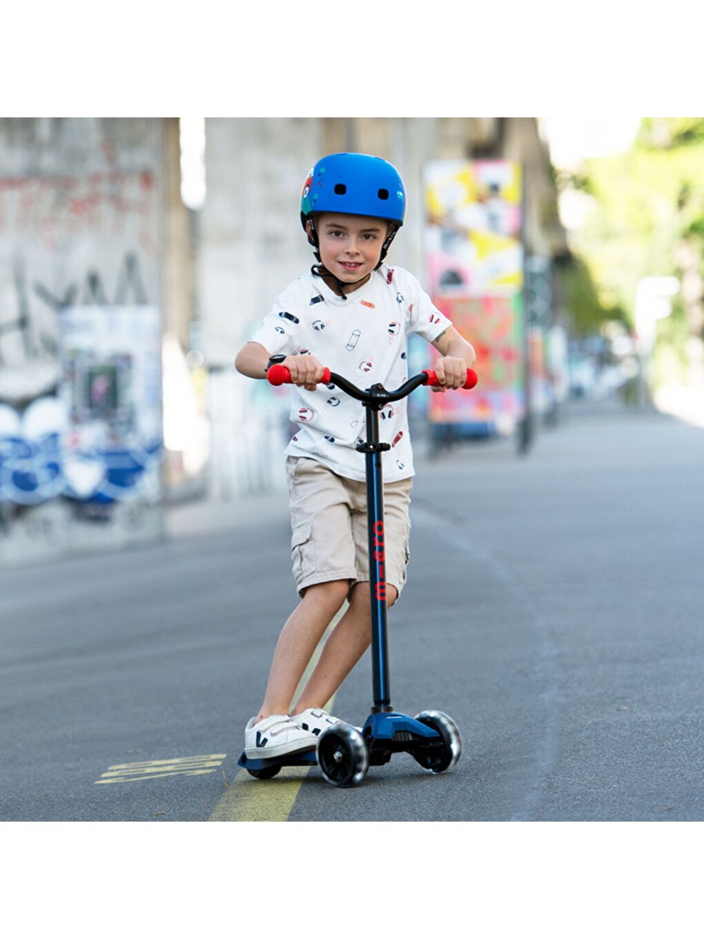 Maxi Deluxe Pro LED 3 Tekerli Işıklı Çocuk Scooter Navy Red-6