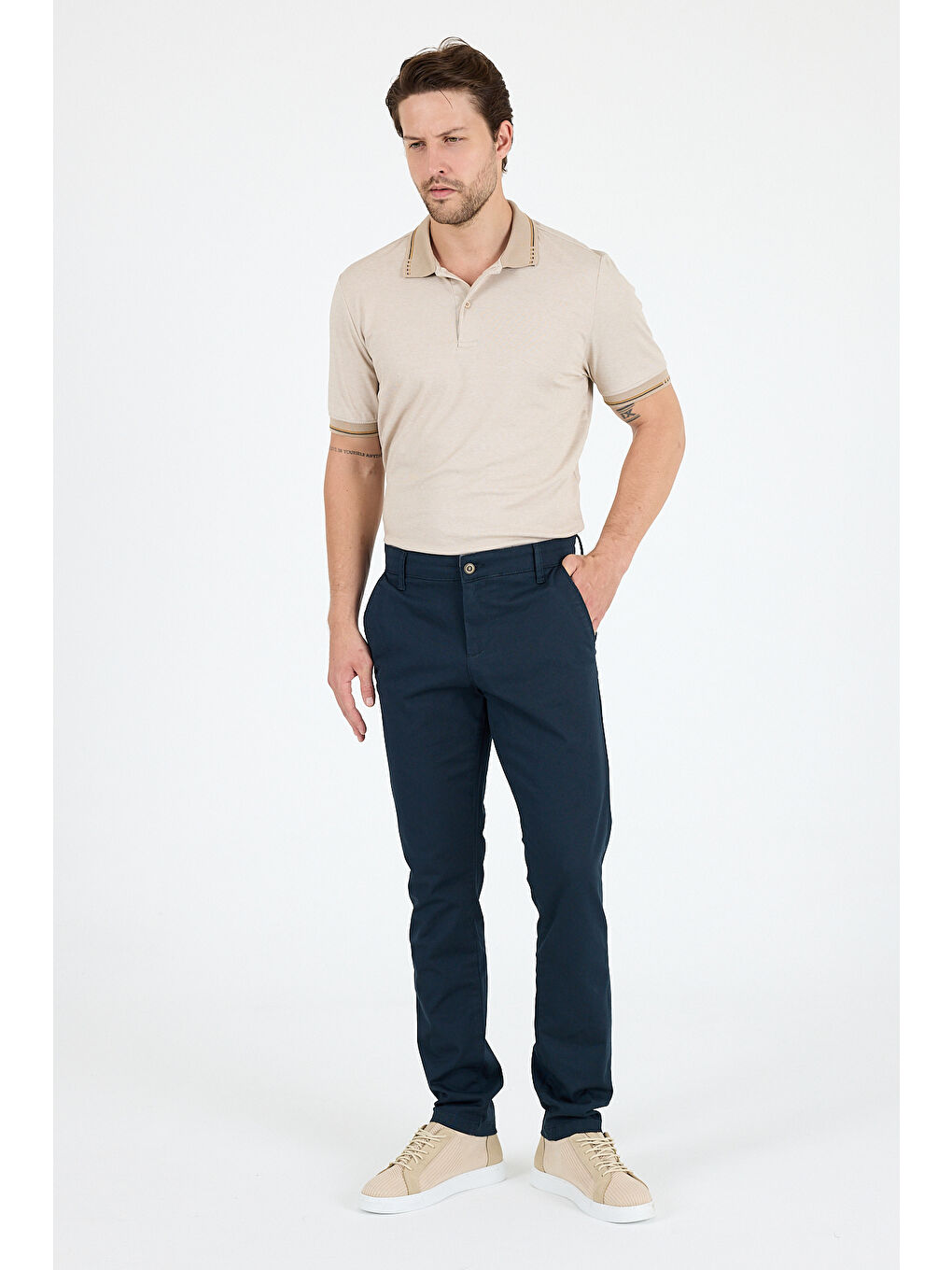Lacivert Erkek Slim Fit Chino Pantolon – %98 Pamuk %2 Elastan Rahat Günlük Esnek Kumaş Pantolon 1012-4