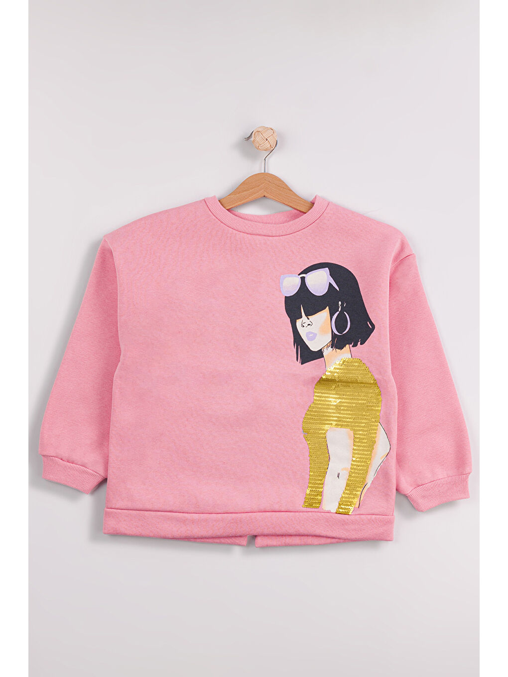 Pembe Kız Çocuk Orta Kalınlıkta Baskılı 2'li Paket Sweatshirt-2