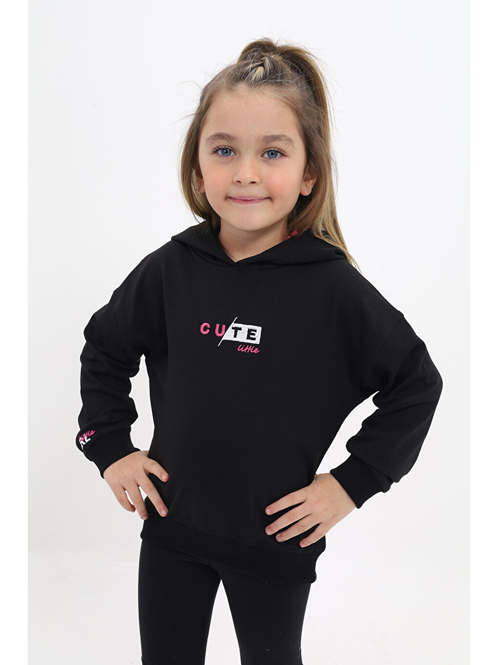 Toontoykids Siyah Kız Çocuk Nakışlı Sweatshirt