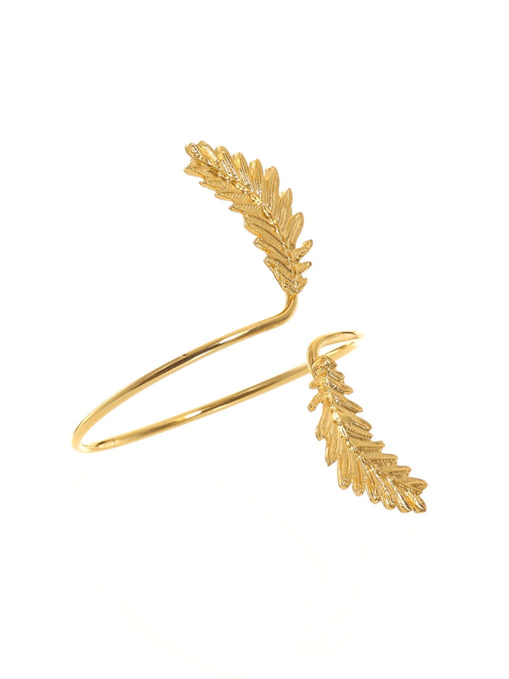 Sarı Kadın Lak Altın Renk Kaplama Yaprak Detaylı Pazu Bandı Bileklik, Üst Kol Aksesuarı-1