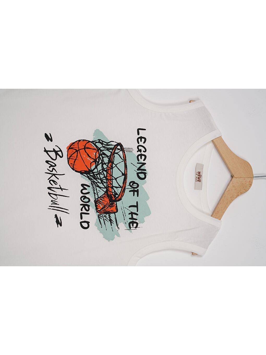 Sıfır Kol Yazı Baskılı Ekru Renk Erkek Çocuk Tshirt-1