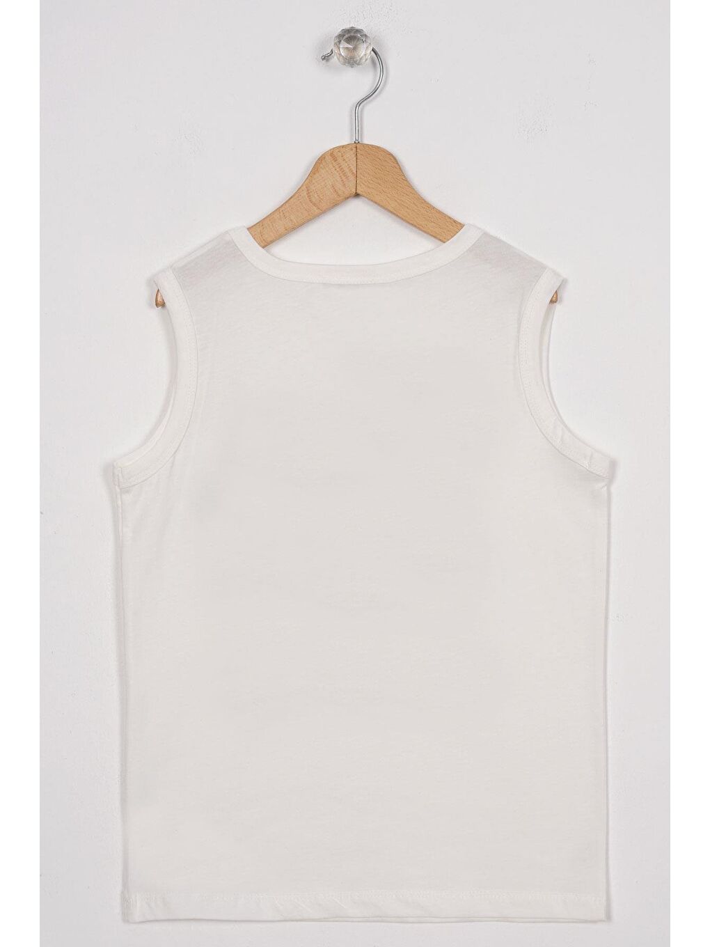 Sıfır Kol Yazı Baskılı Ekru Renk Erkek Çocuk Tshirt-2