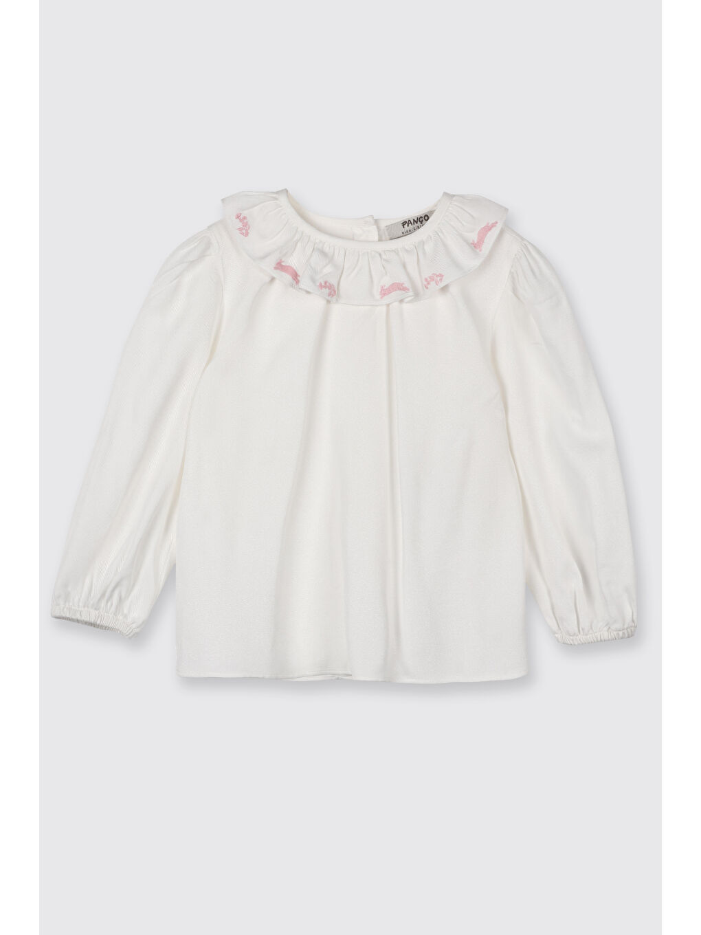 Kız Çocuk Yakası Nakış Detaylı Bluz Ekru