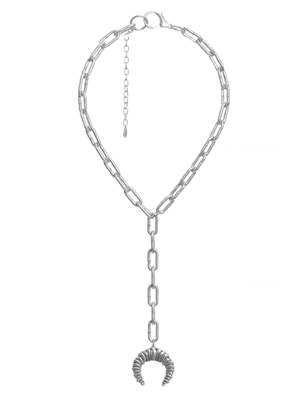 Gri Kadın Antik Gümüş Kaplama 2' li Burgulu Ay Uçlu Kolye& Choker-1