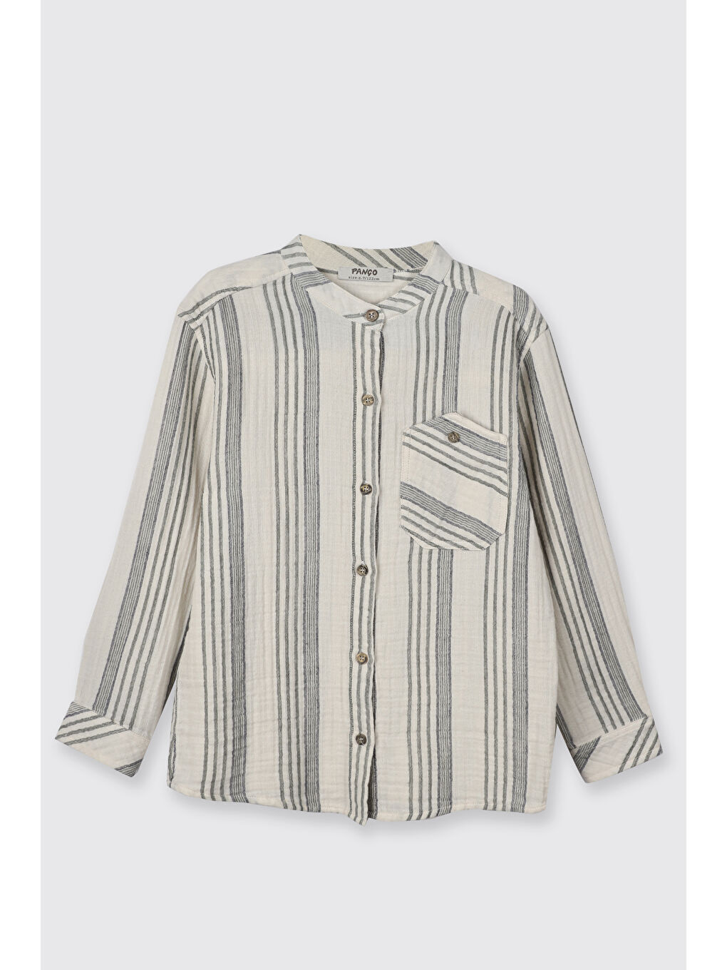 Erkek Çocuk Çizgi Desenli Gömlek Ekru