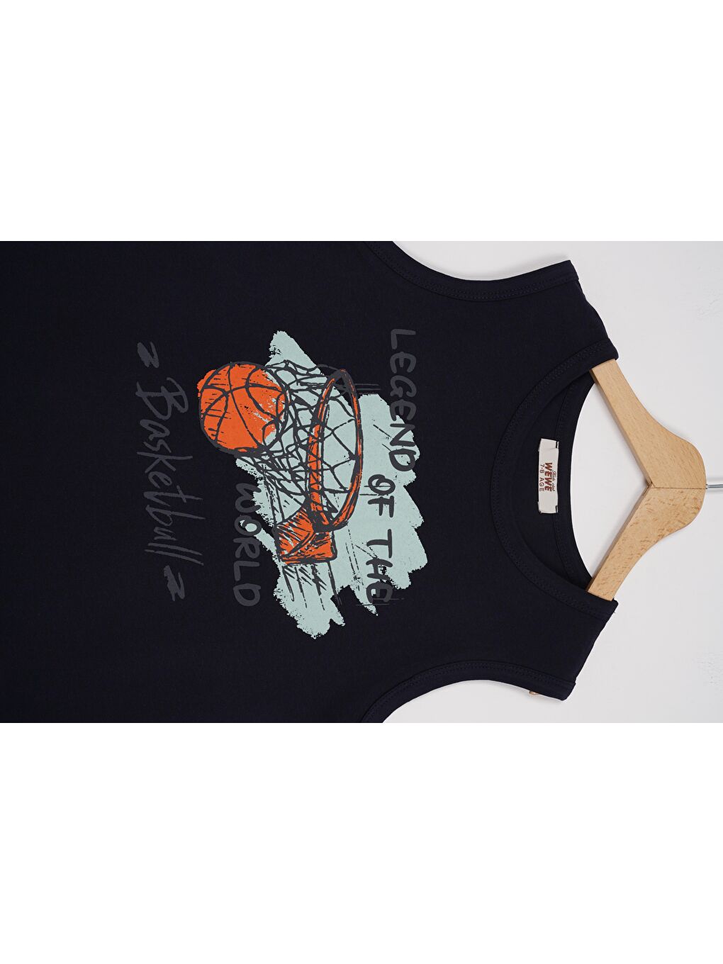 Sıfır Kol Yazı Baskılı Lacivert Renk Erkek Çocuk Tshirt-1