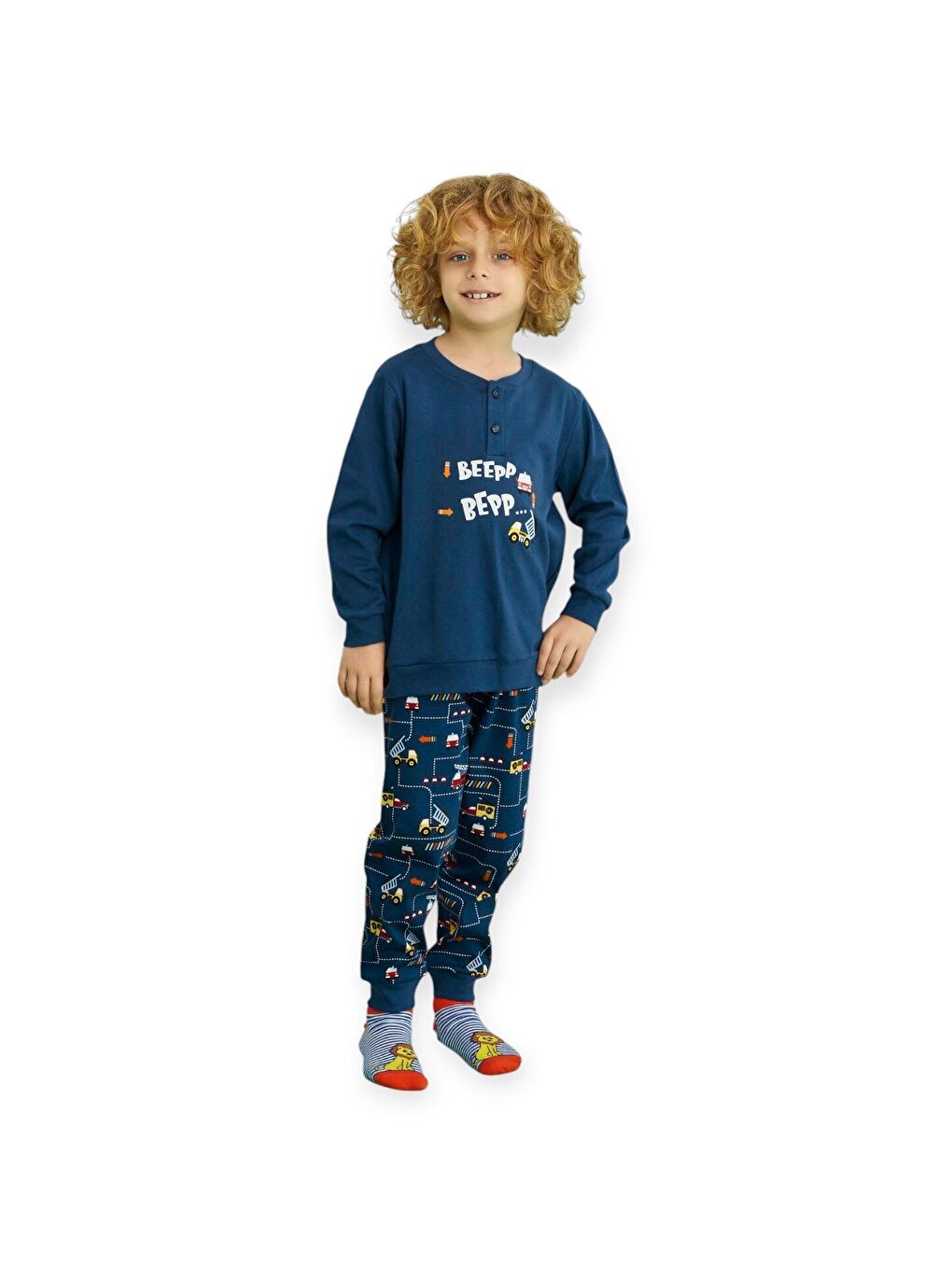 İndigo Erkek Çocuk İnterlok Pijama Takım