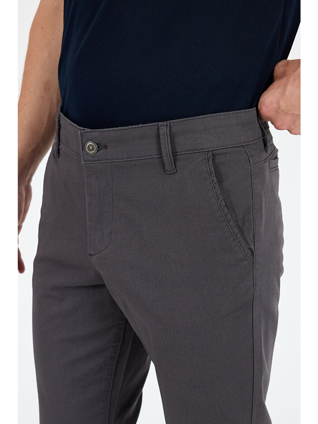 Antrasit Erkek Slim Fit Chino Pantolon – %98 Pamuk %2 Elastan Rahat Günlük Esnek Kumaş Pantolon 1012-2
