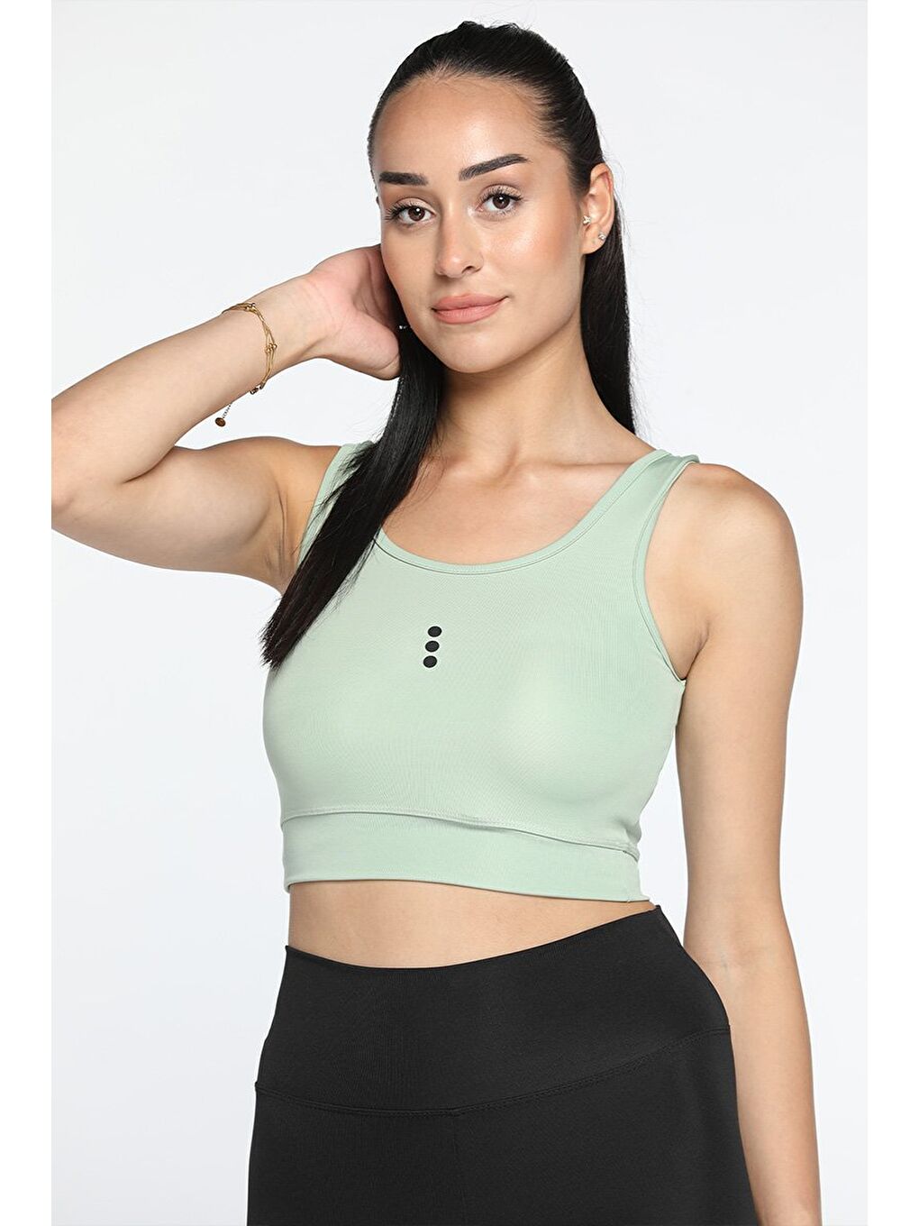 GÜLSELİ Yeşil Elastanlı Sıkılaştırıcı Kadın Crop Top Büstiyer