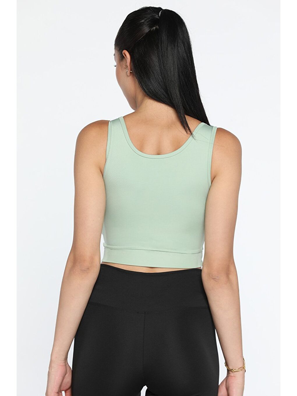 GÜLSELİ Yeşil Elastanlı Sıkılaştırıcı Kadın Crop Top Büstiyer - 2