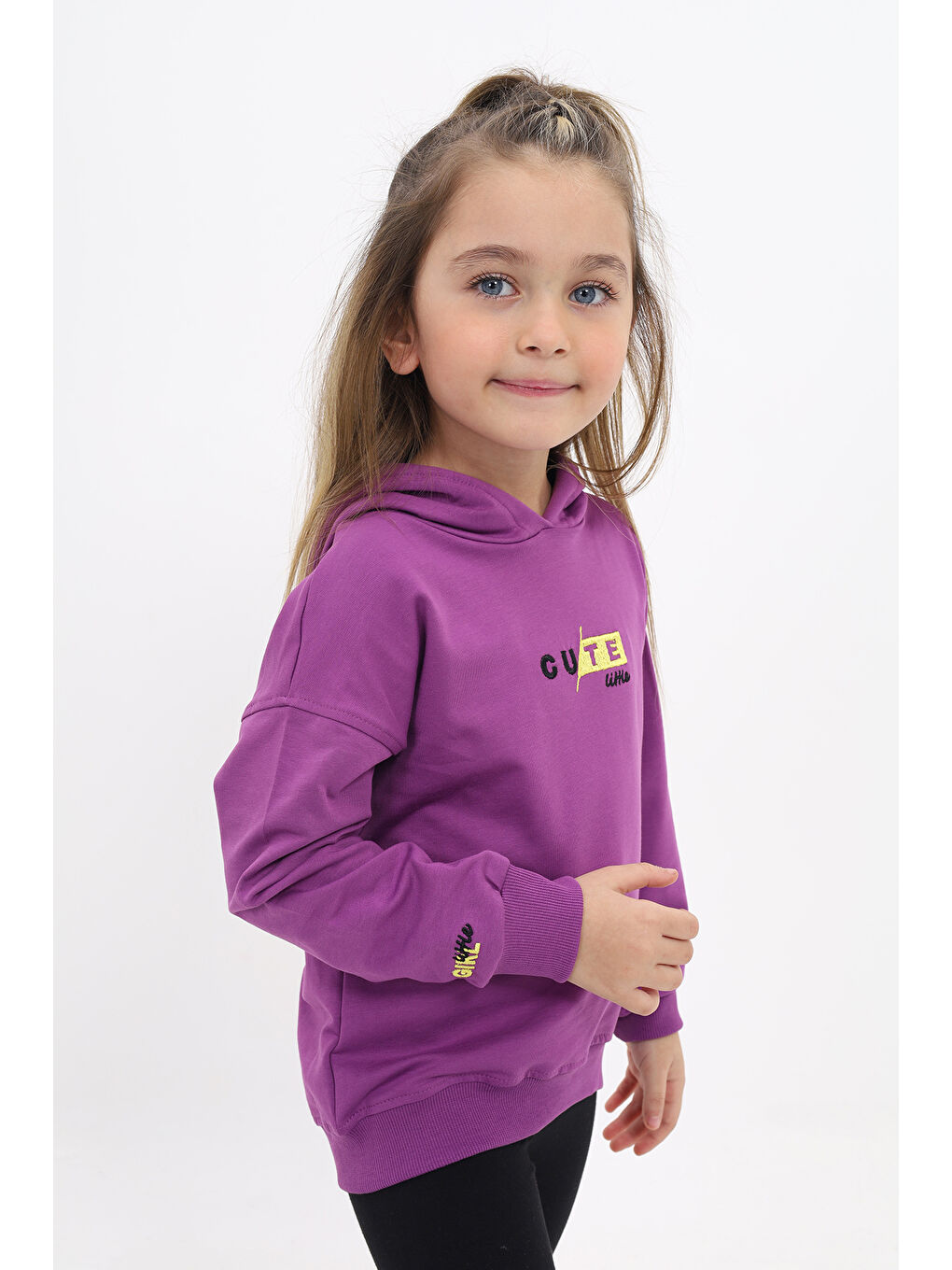 Toontoykids Mor Kız Çocuk Nakışlı Sweatshirt - 1