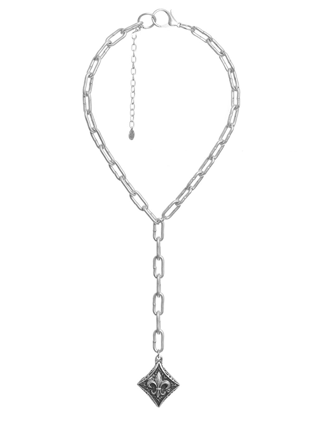 Gri Kadın Antik Gümüş Kaplama 2' li Fleur de Lys Uçlu Kolye& Choker-1