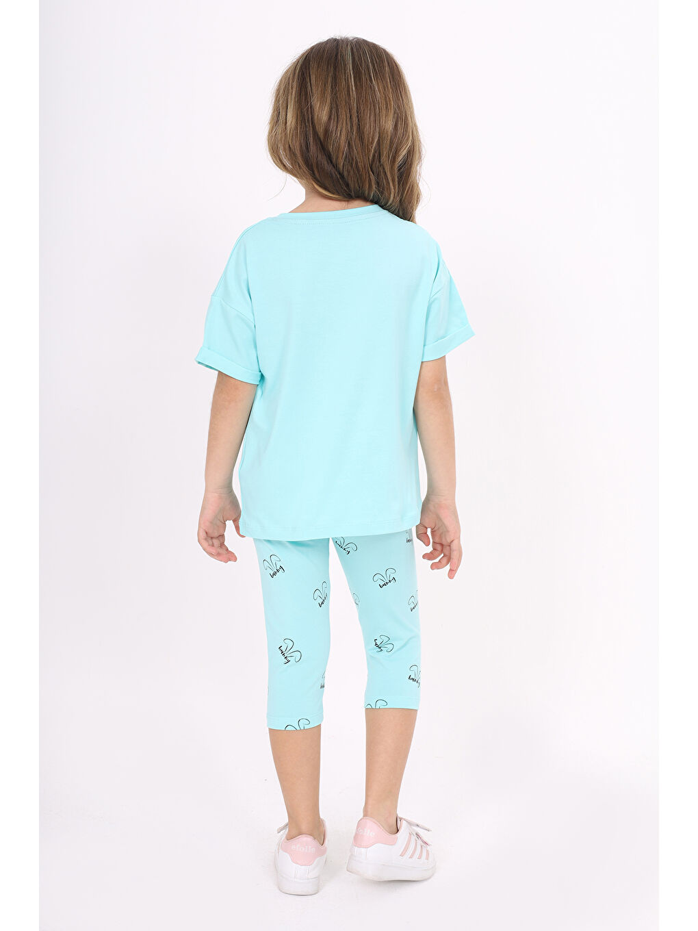 Yeşil Kız Çocuk Baskılı Kaprili Takım-2