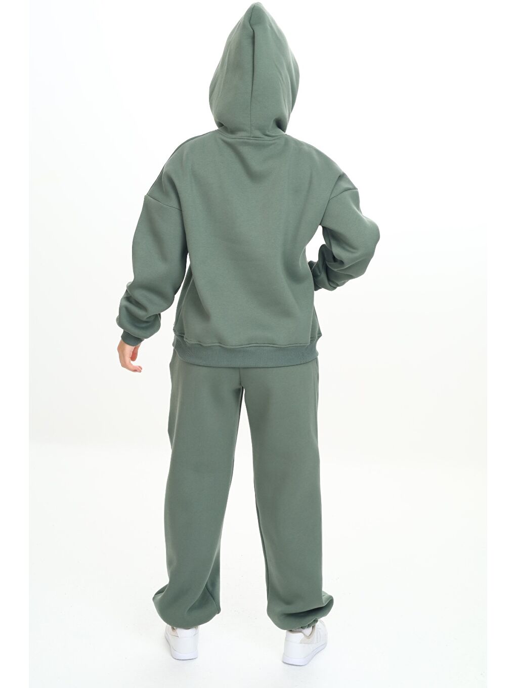 Yeşil Kız Çocuk Kapüşonlu Eşofman Takım-4
