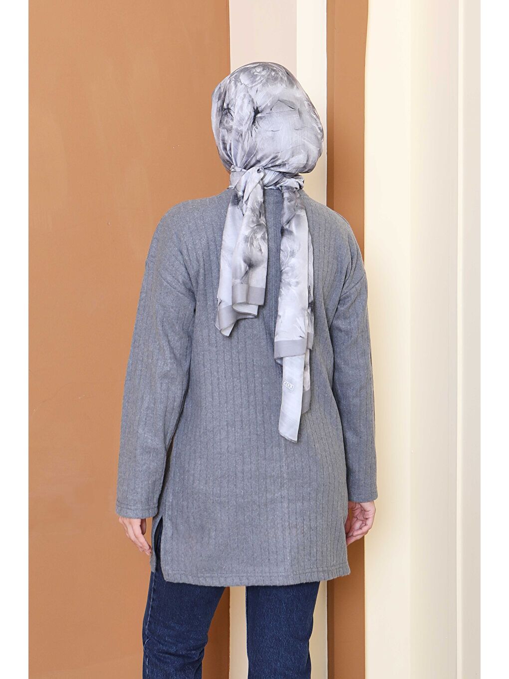 Gri İnterlok Yırtmaçlı Tunik Füme - 27803-FUME-2