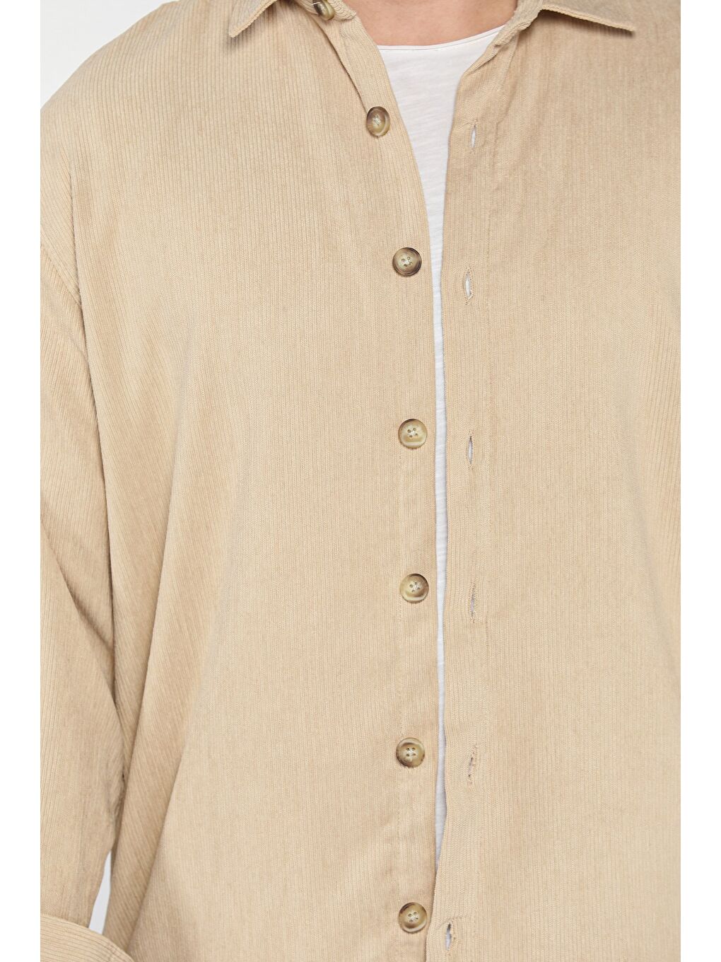 Bej Erkek Uzun Kol Gömlek-3