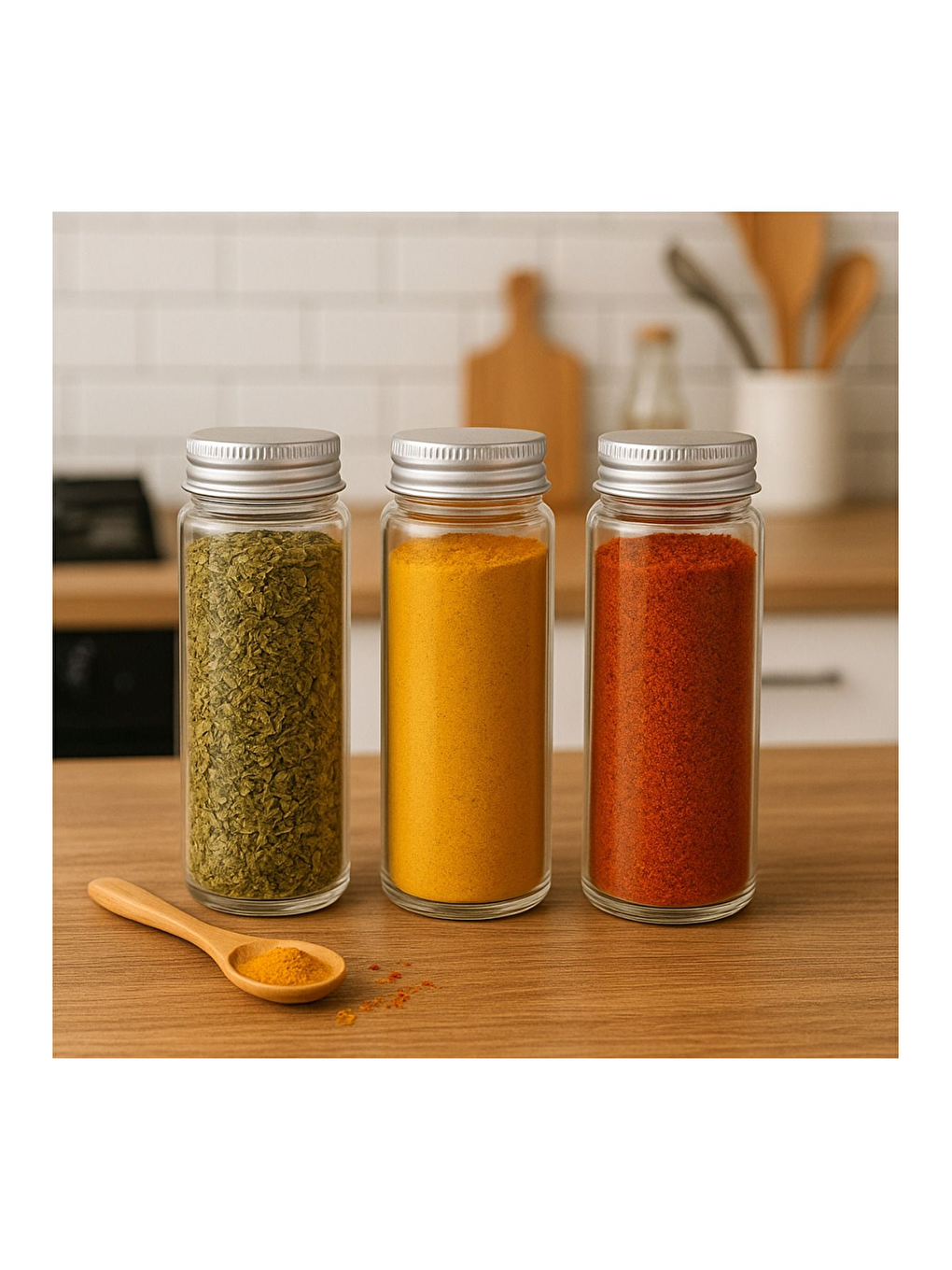 Renksiz Metal Çevir Aç Kapaklı Cam Baharatlık Saklama Kabı 12 Adet-160 ml-3