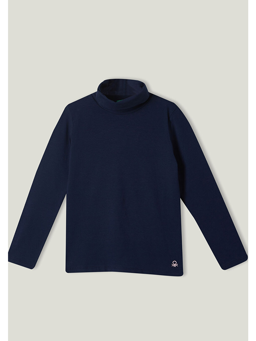 Kız Çocuk Lacivert Boğazlı Basic Tişört