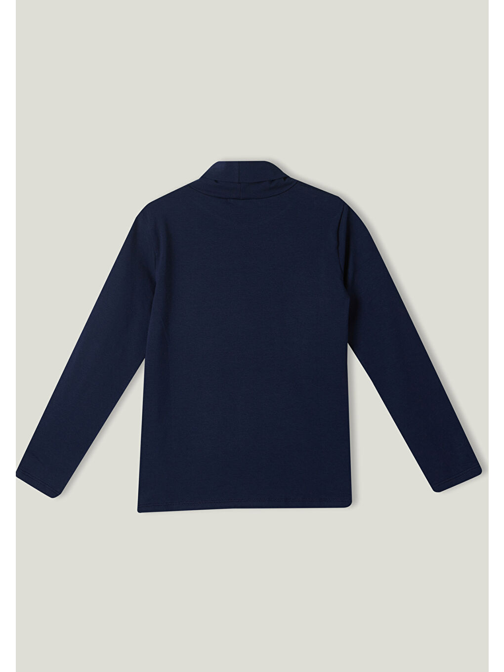 Kız Çocuk Lacivert Boğazlı Basic Tişört-2