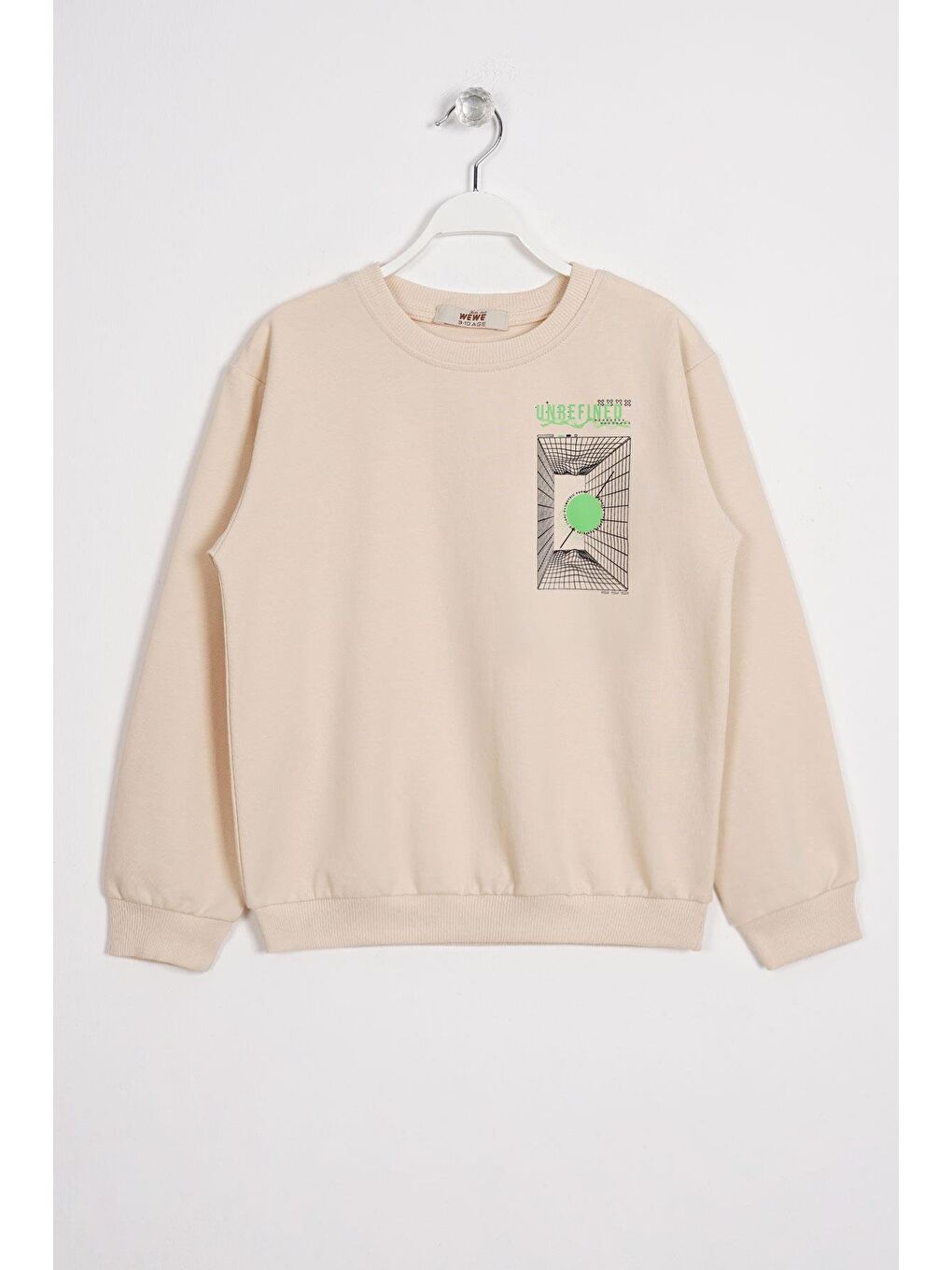 Bej Ön Arka Dijital Baskı Detaylı Taş Renk Erkek Çocuk Sweatshirt