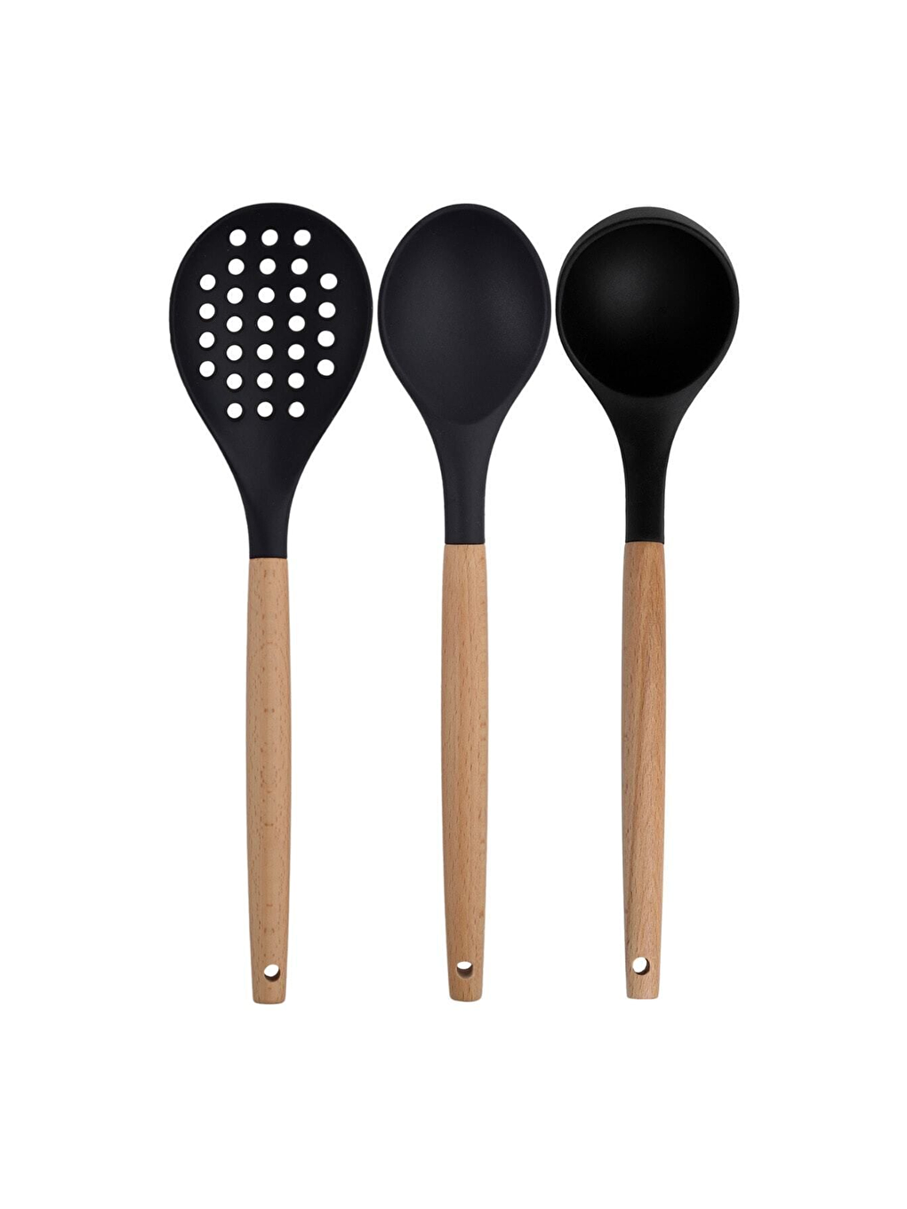 Siyah Bambu Saplı Silikon Servis Seti 6 Adet-1