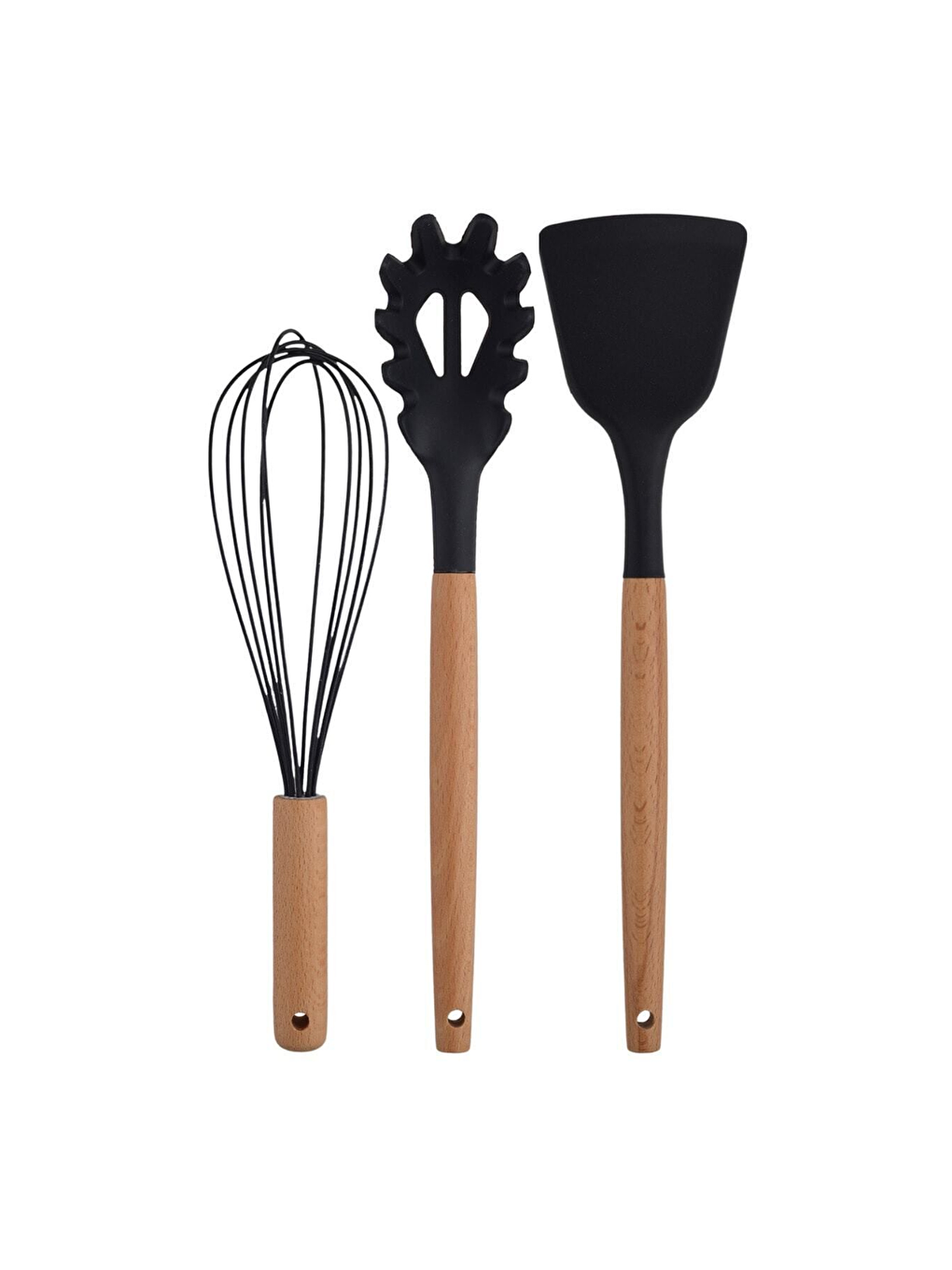 Siyah Bambu Saplı Silikon Servis Seti 6 Adet-2
