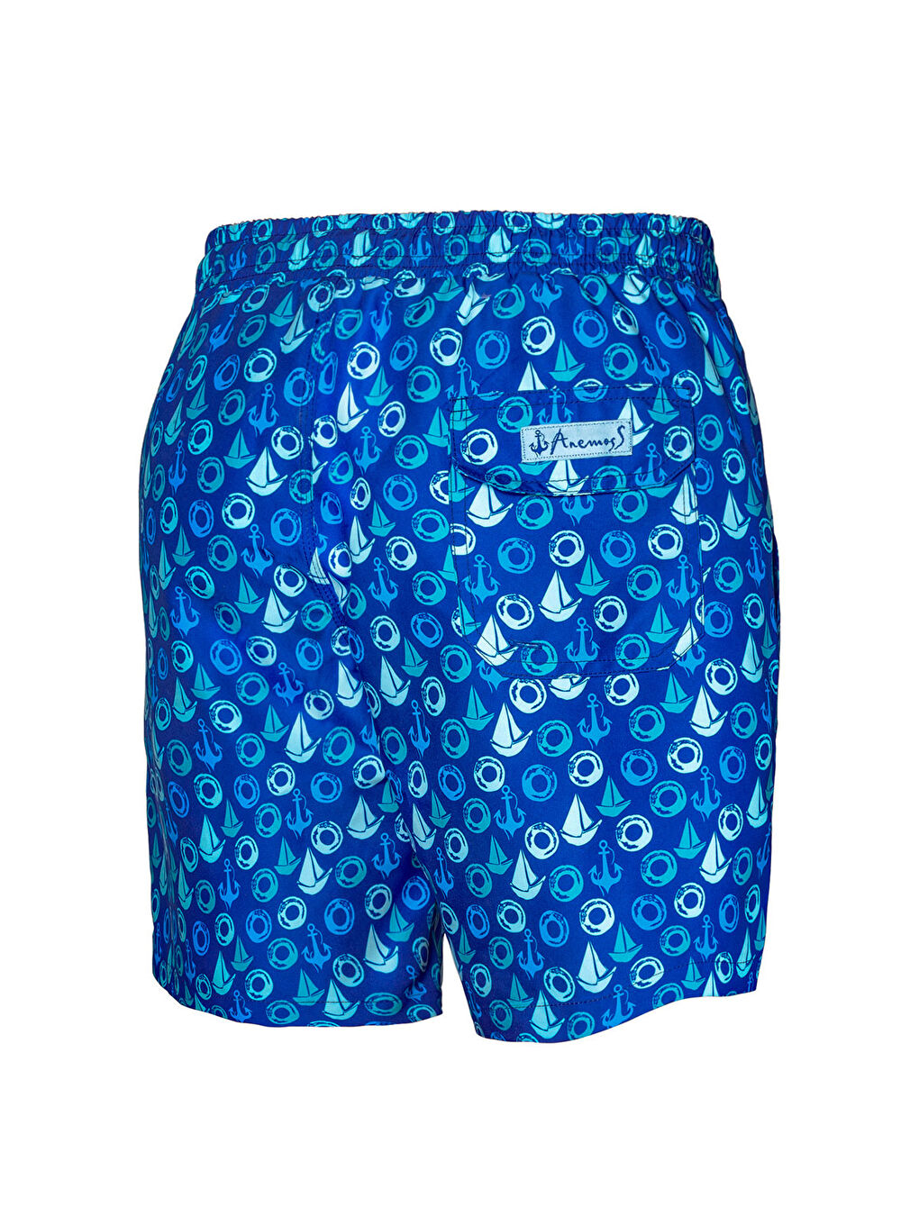 Karışık Yelken Üç Cepli İçi Fileli Bel Lastik ve Bağlama İpli Erkek Deniz Şortu-1