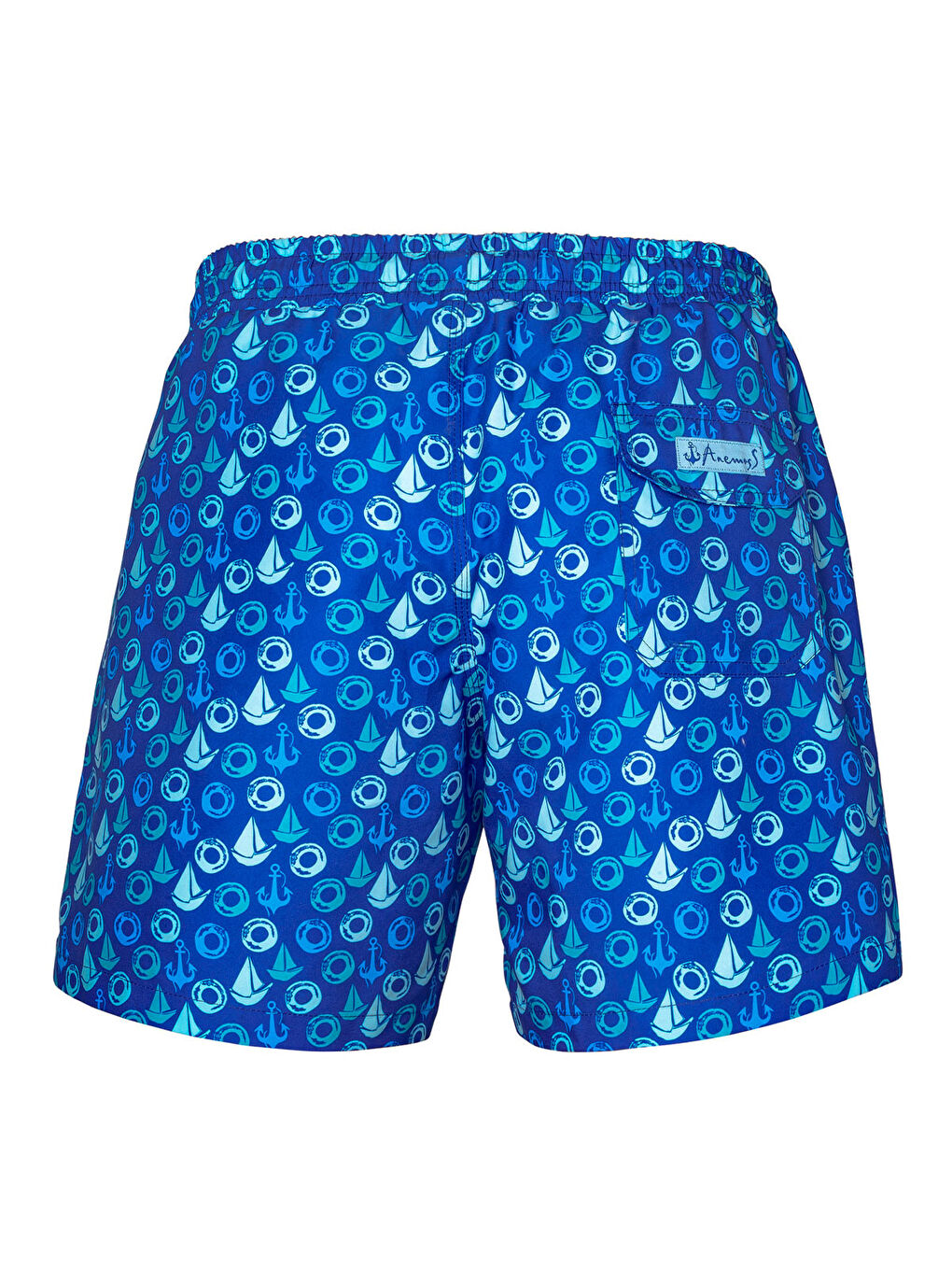 Karışık Yelken Üç Cepli İçi Fileli Bel Lastik ve Bağlama İpli Erkek Deniz Şortu-2