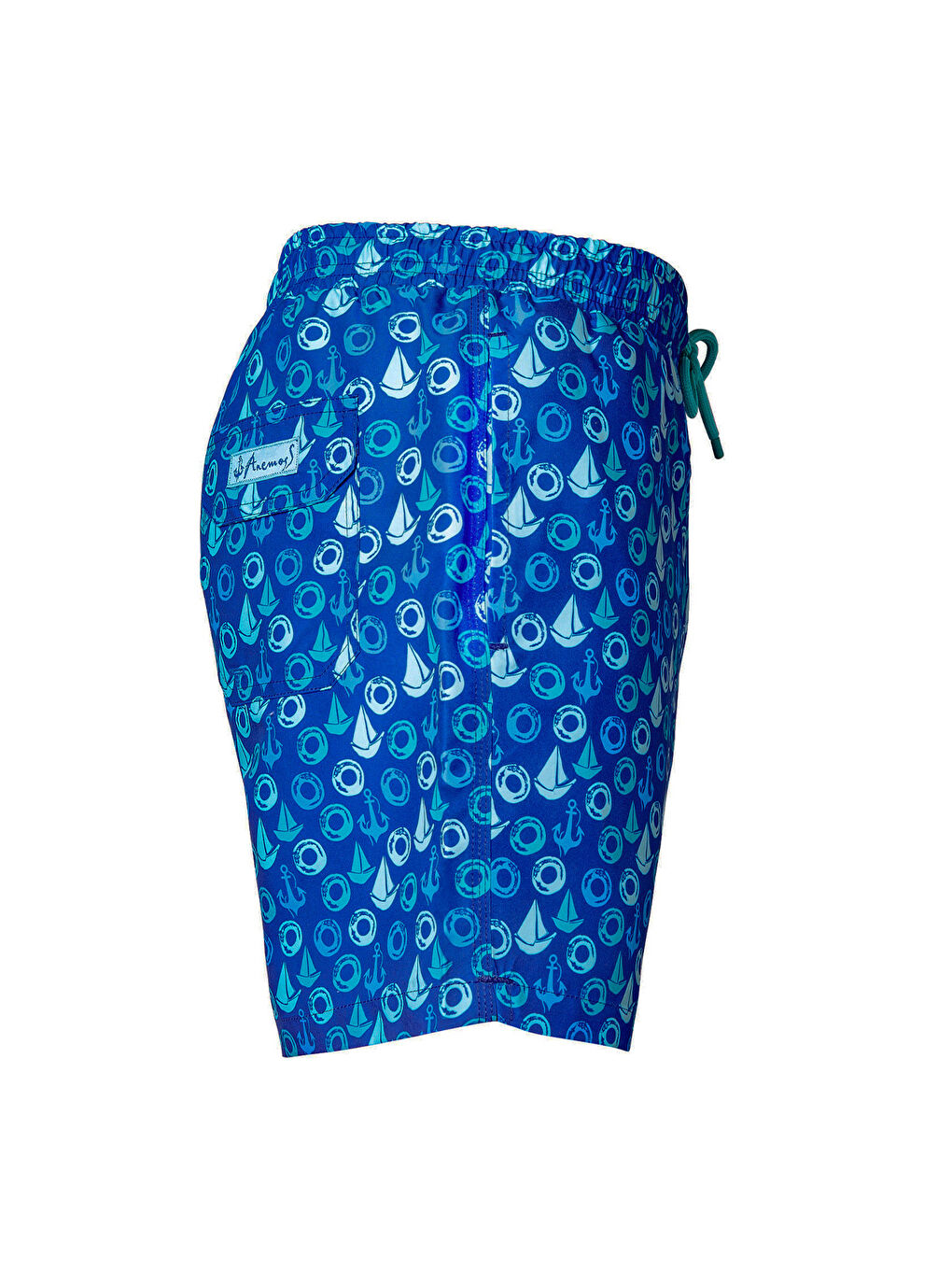 Karışık Yelken Üç Cepli İçi Fileli Bel Lastik ve Bağlama İpli Erkek Deniz Şortu-3