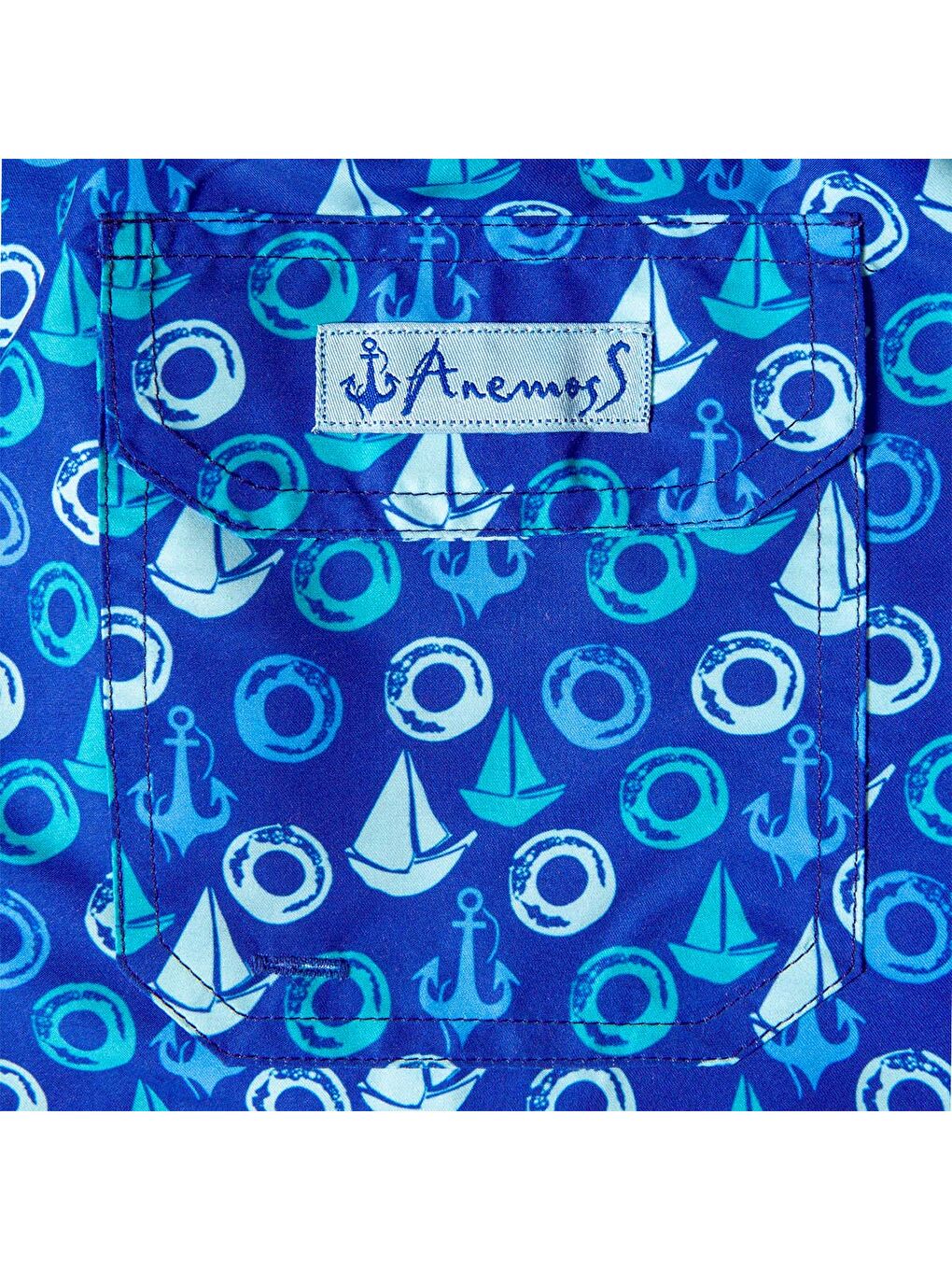 Karışık Yelken Üç Cepli İçi Fileli Bel Lastik ve Bağlama İpli Erkek Deniz Şortu-4