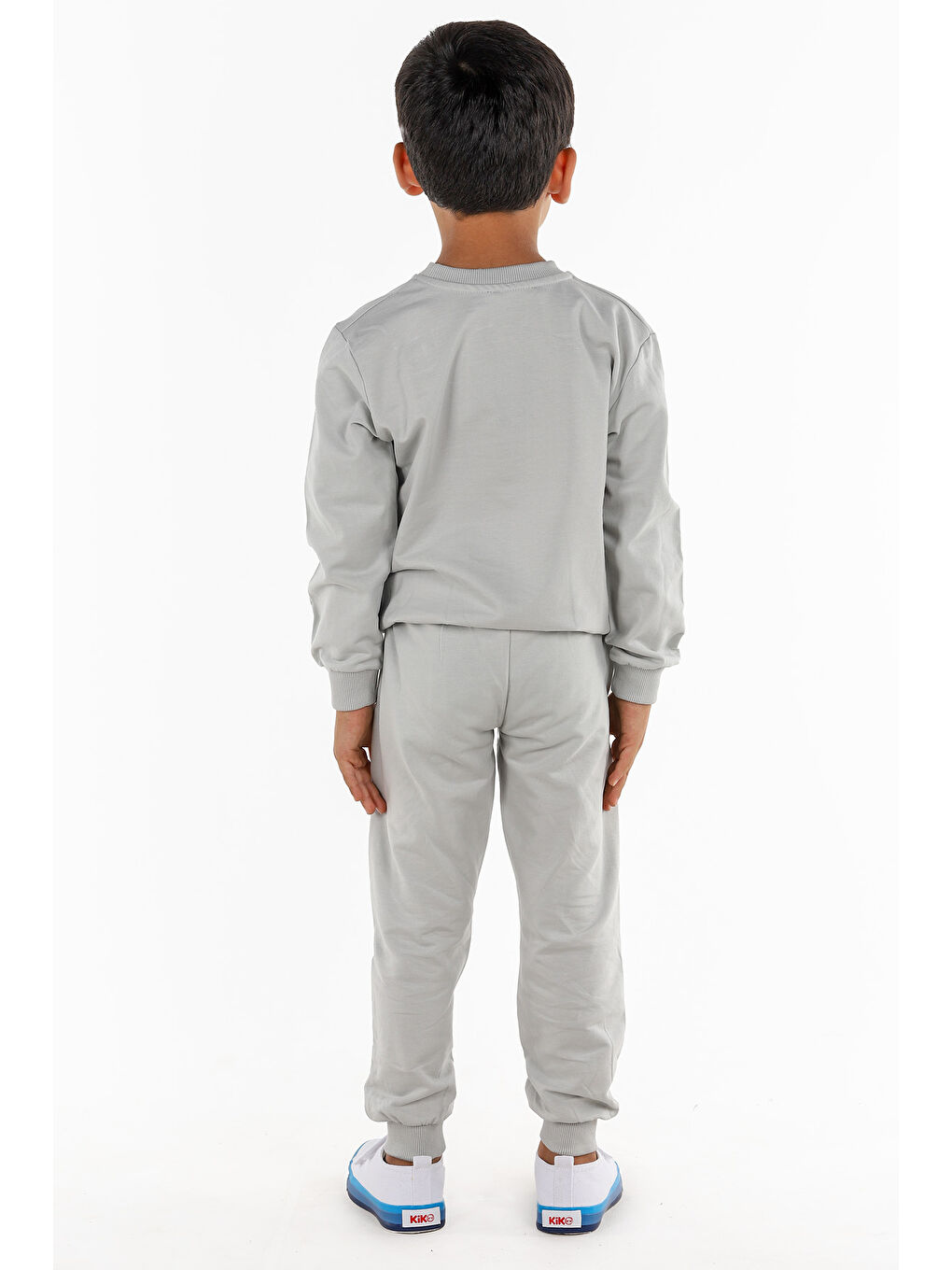 Gri Yazı Baskılı Erkek Çocuk Sweatshirt Eşofman 2'Li Takım-4