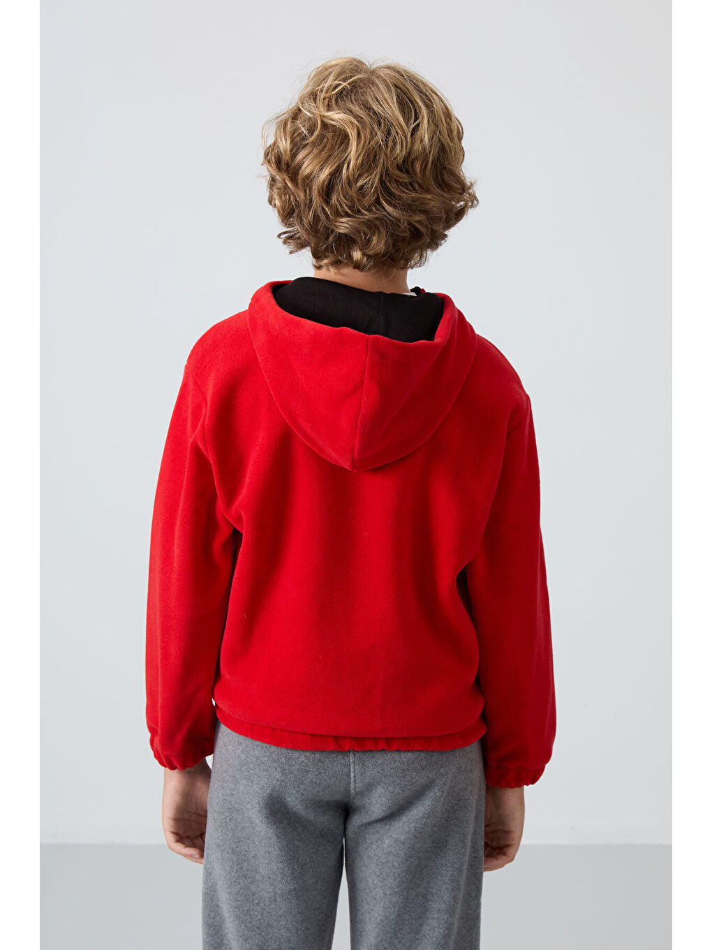 Kırmızı Kalın Yumuşak Dokulu Standart Fit Nakışlı Polar Erkek Çocuk Sweatshirt - 11230-4