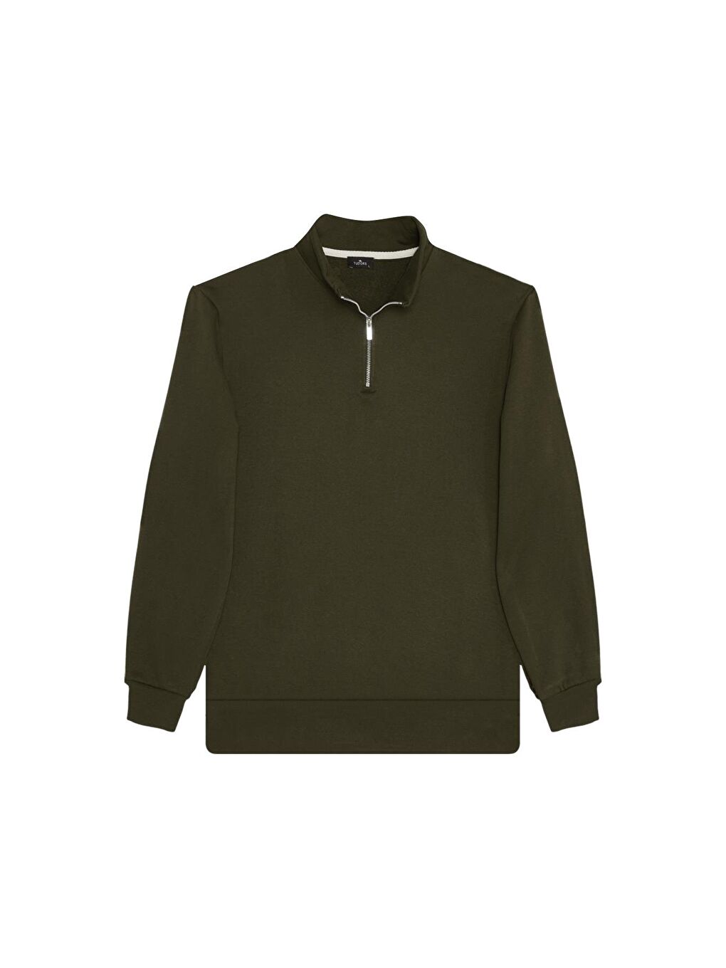 Karışık Unisex 3'Lü Paket Lacivert-Kahverengi-Yeşil Relax Fit Pamuklu Yarım Fermuarlı Dik Yaka Sweatshirt-3