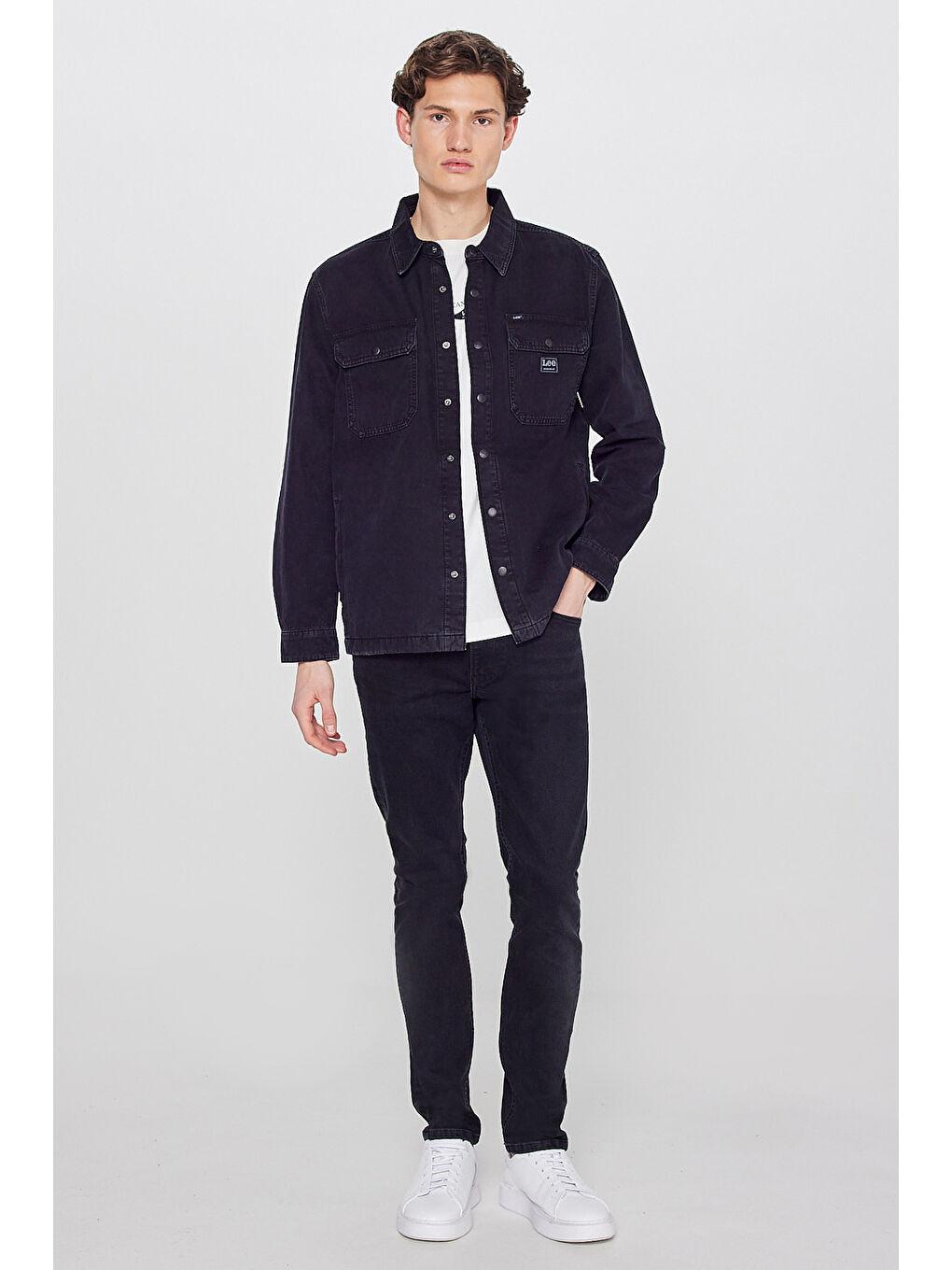 Siyah %100 Pamuk Relaxed Fit Rahat Kesim Cepli Kalın Gömlek Ceket-2