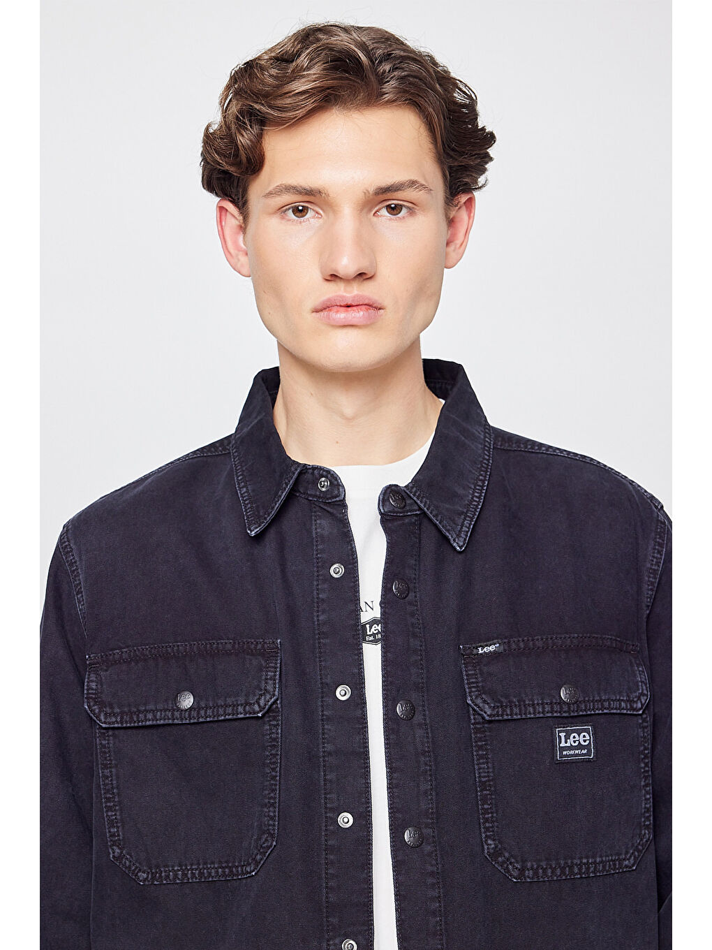 Siyah %100 Pamuk Relaxed Fit Rahat Kesim Cepli Kalın Gömlek Ceket-3