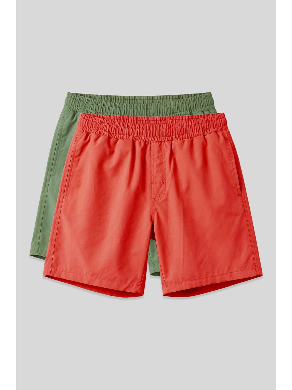 Karışık Standart Fit Basic 2li Paket Haki-Oranj Erkek Deniz Şortu - 81237