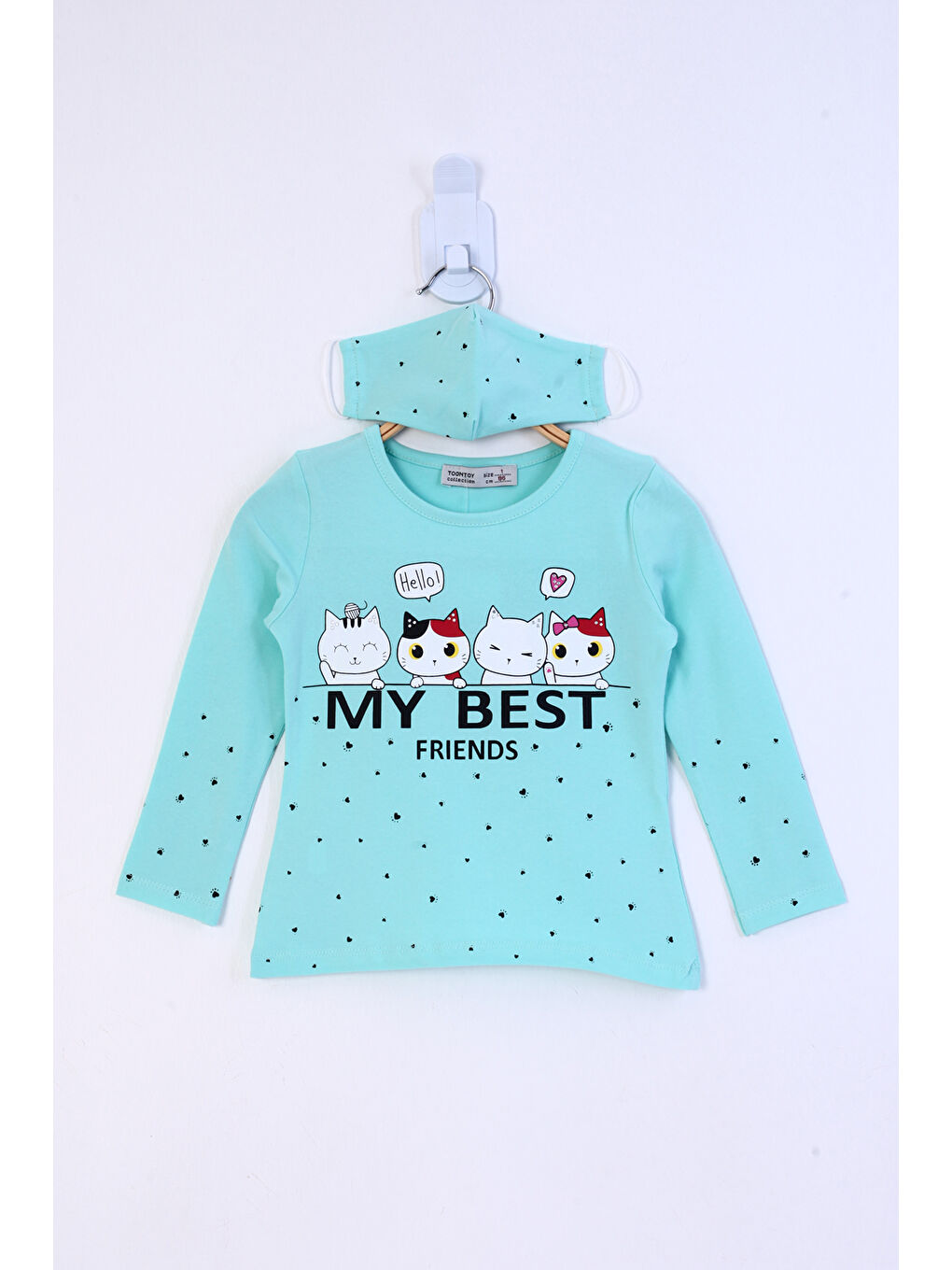 Yeşil Kız Çocuk My Best Friends Baskılı Tişört