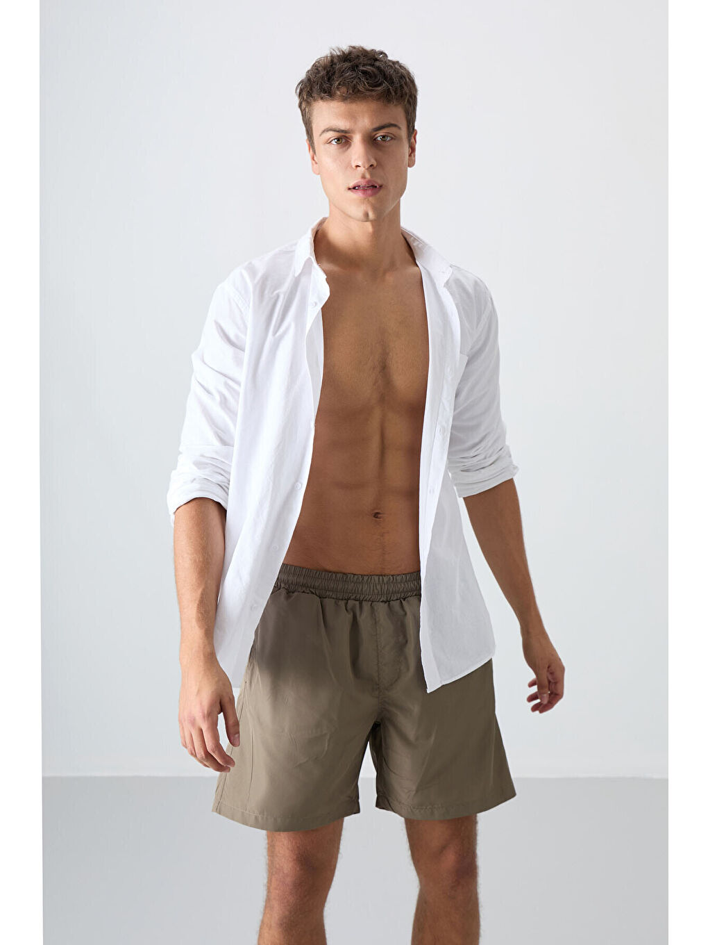 Karışık Standart Fit Basic 3lü Paket Camel-Antrasit -Oranj Erkek Deniz Şortu - 81237-1