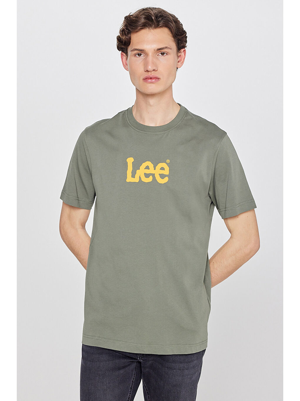 Haki %100 Pamuk Regular Fit Normal Kesim Logo Detaylı Tişört-1