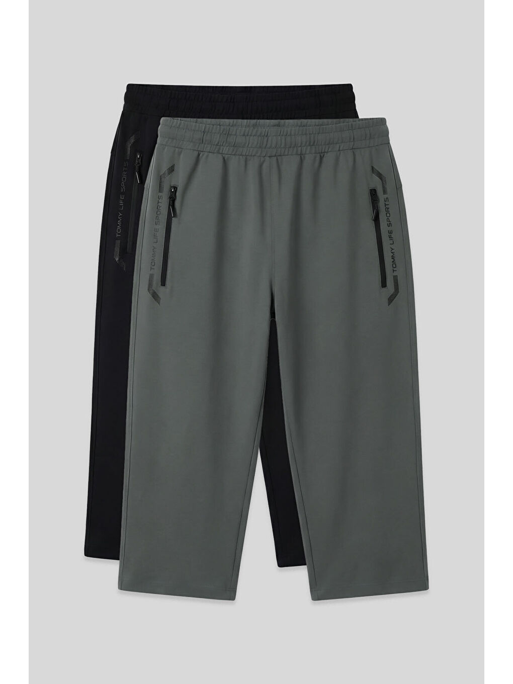 Karışık Standart Kalıp  2li Paket Siyah-Çağla Erkek Kapri - 83091