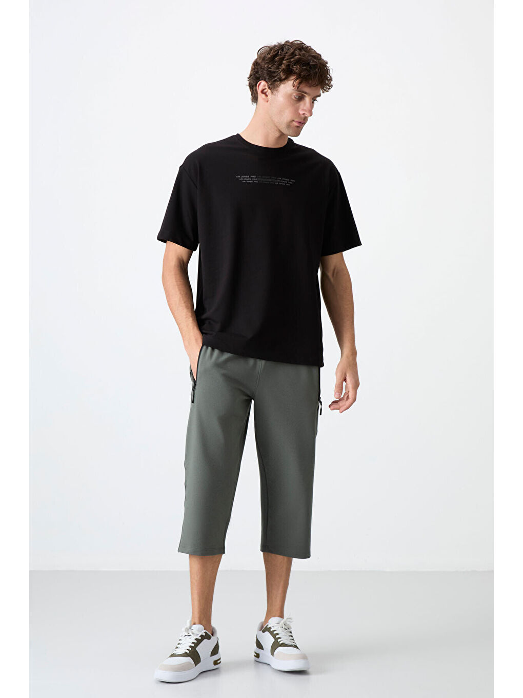 Karışık Standart Kalıp  2li Paket Siyah-Çağla Erkek Kapri - 83091-1