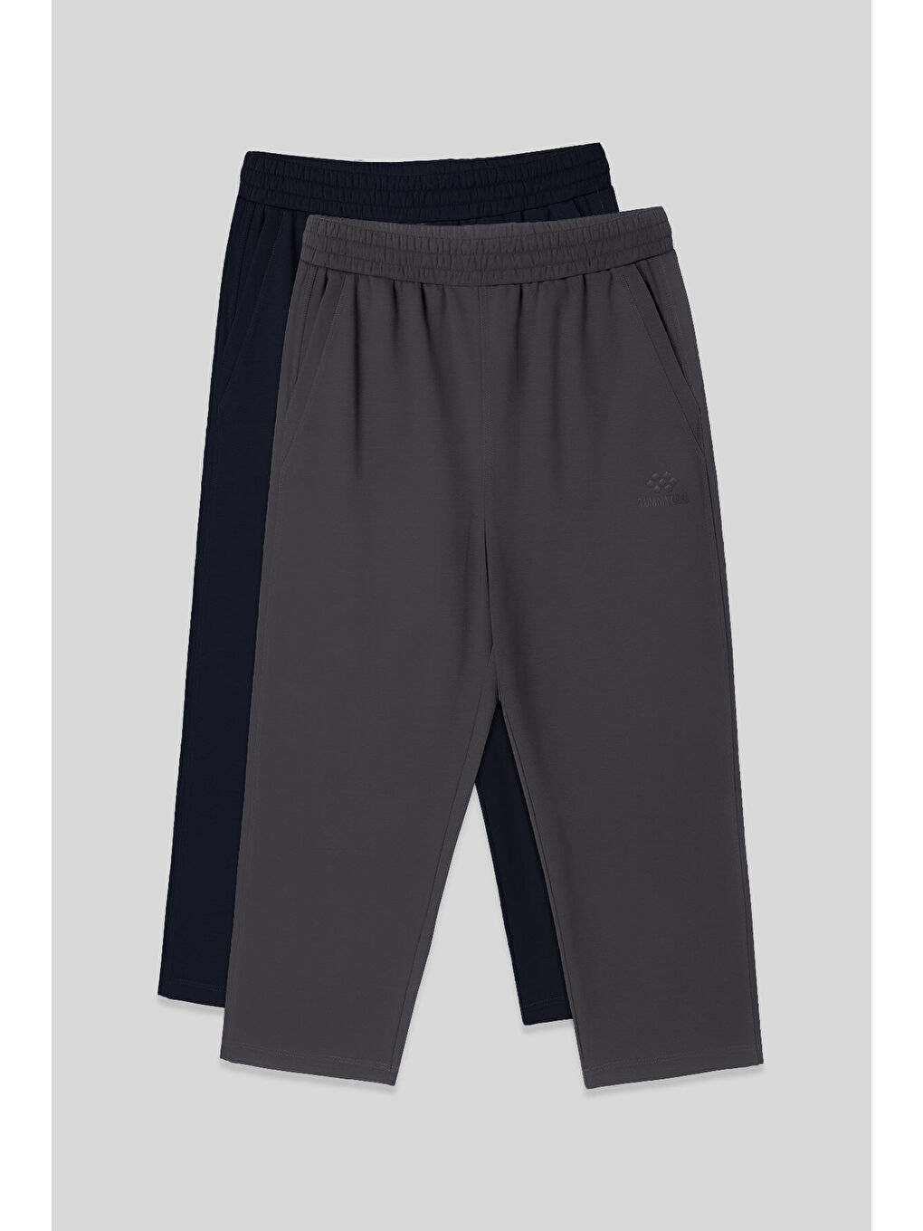 Karışık Standart Fit 2li Paket Lacivert-Koyu Gri Erkek Kapri - 83102