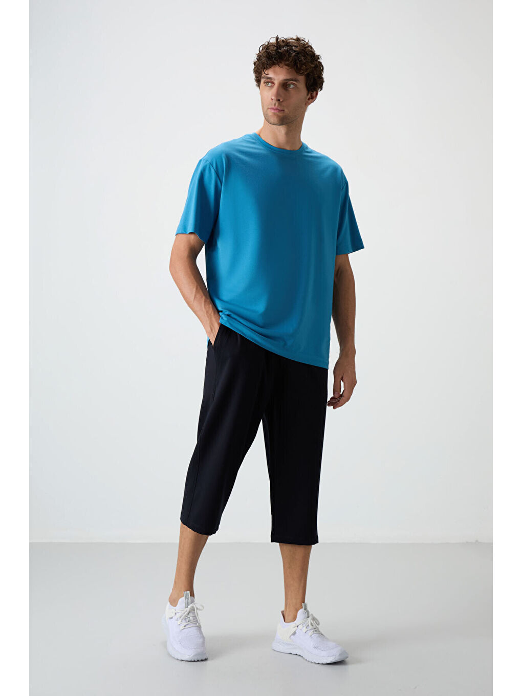 Karışık Standart Fit 2li Paket Lacivert-Koyu Gri Erkek Kapri - 83102-1