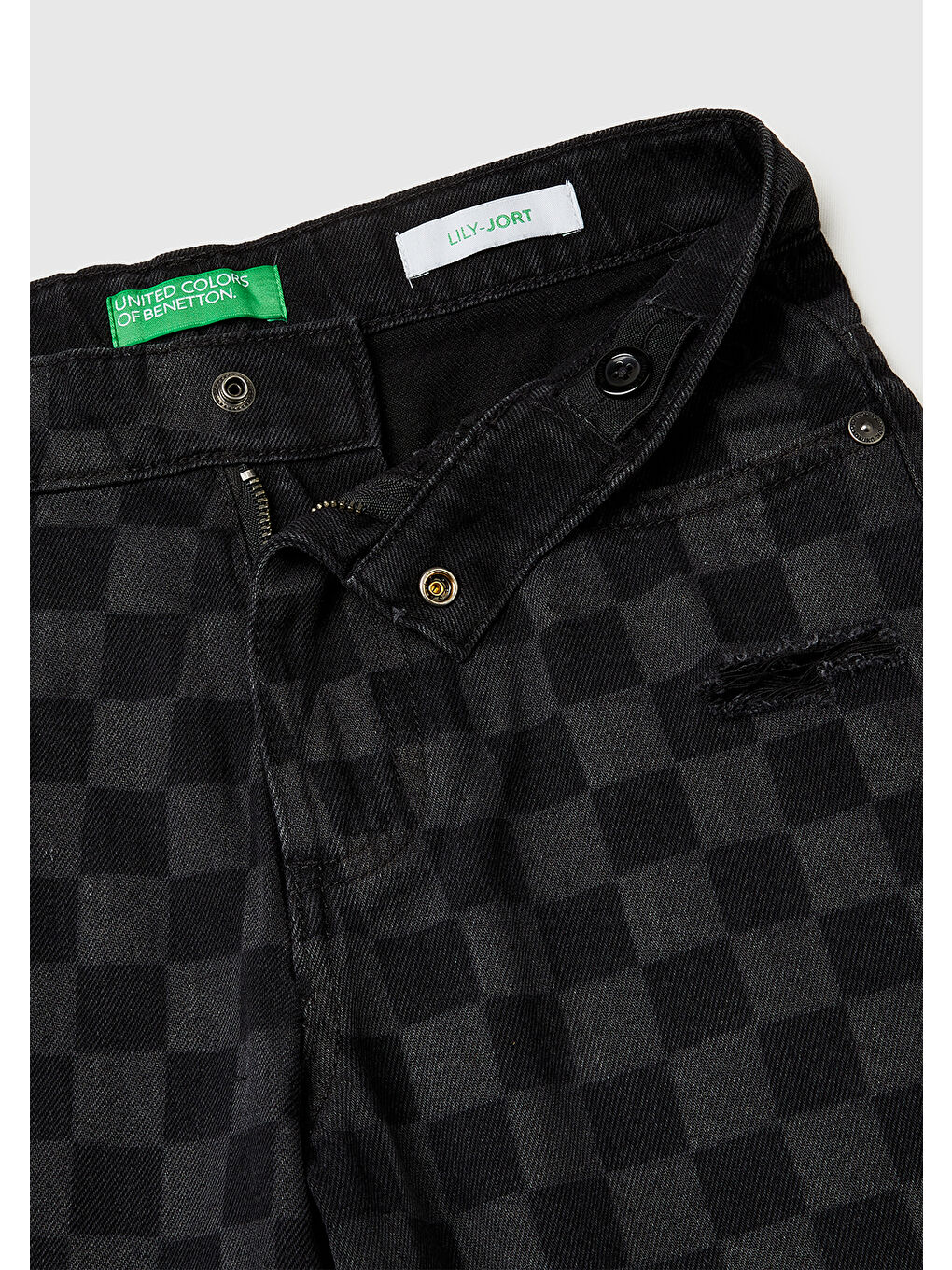 Erkek Çocuk Lacivert Zincir Detaylı Logolu Kısa Denim Pantolon-2