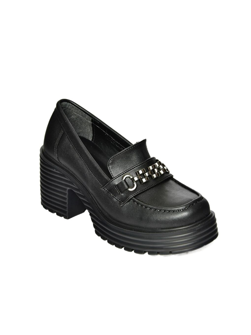 R9960560 Siyah Kadın Topuklu Loafer Ayakkabı-5