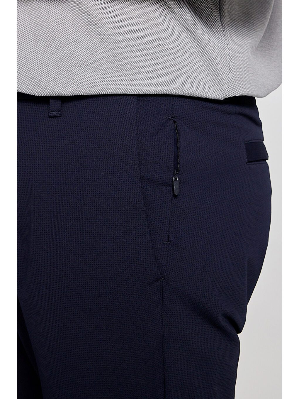 Lacivert Slim Fit Dar Kesim Normal Bel Cepli Esnek Chino Pantolon-5