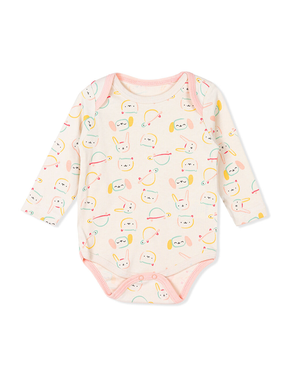 KİKO Somon Colorful And Cute Baskılı Uzun Kollu Kız Bebek Çıtçıtlı Zıbın Body 2'Li - 2